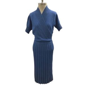 Vtg 40s Kimberly Knits Wool Knit Sweater Dress S/M